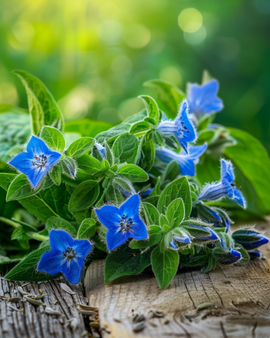 Sementes de borragem Borago officinalis erva aromática anual biológica