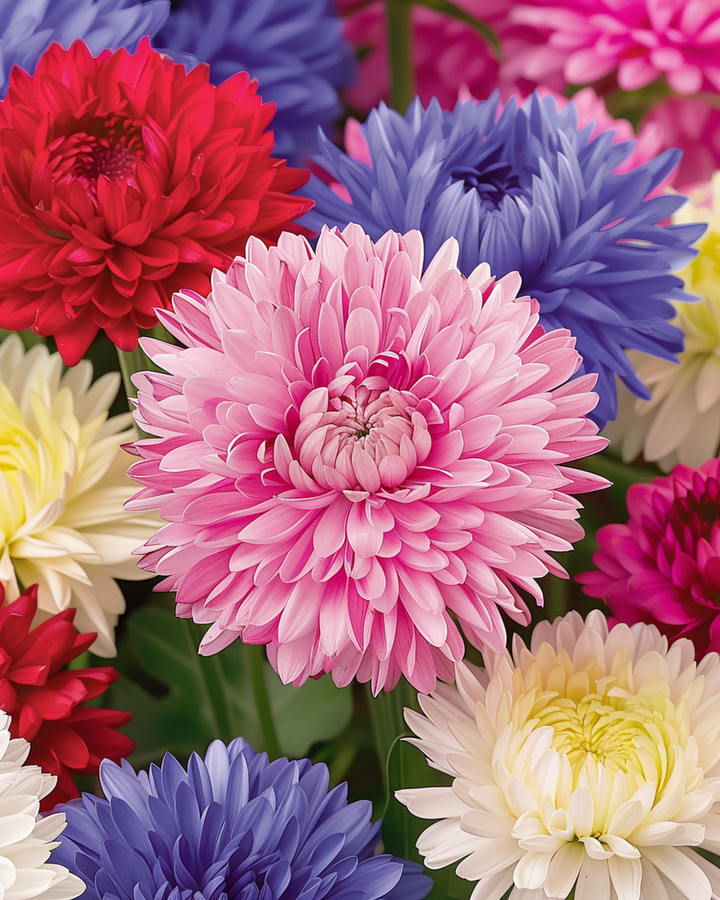 Semillas de aster Queen Of The Market Mixed Colors (Callistephus chinensis) – mezcla anual