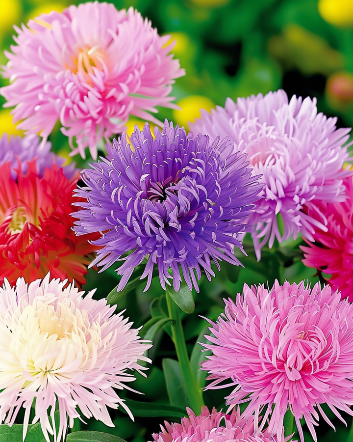 Sementes Aster Unicum Mixed Colors (Callistephus chinensis) – mistura anual