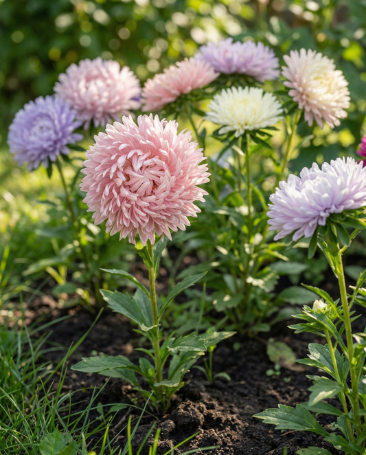 Semillas de Aster Ostrich Feather Mixed Colors (Callistephus chinensis) – mezcla anual de SeedsChoice