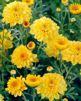 Sementes de crisântemo-dos-campos Chrysanthemum segetum – mistura anual Mix Yellow Shades
