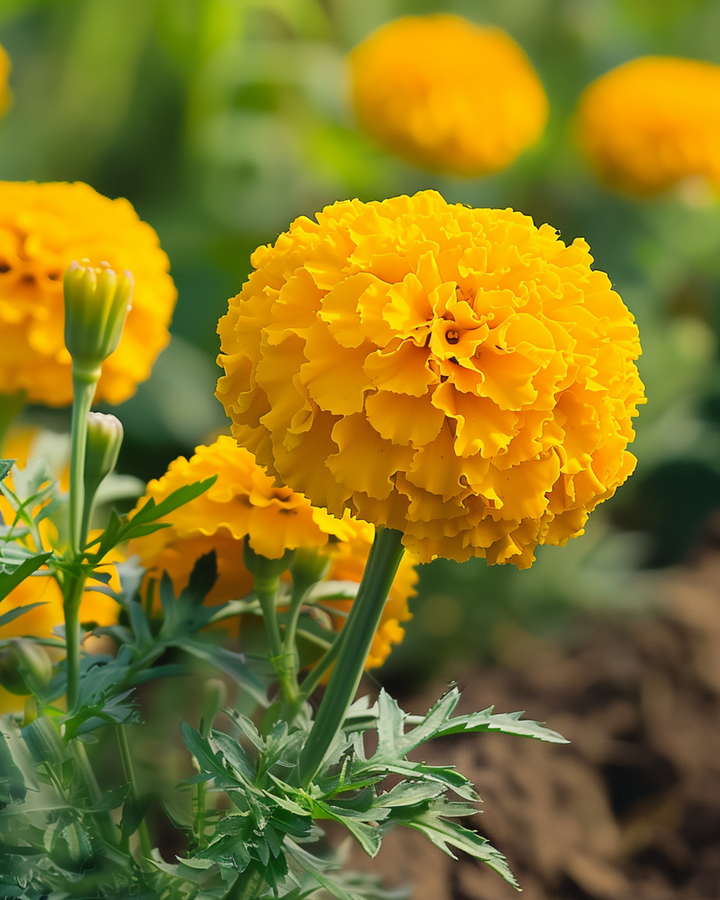 Semillas de tagetes africano enano Golden Age (Tagetes erecta) – flor anual