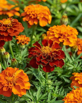 Semillas de clavelón francés Carmen Tagetes patula variedad de flor anual