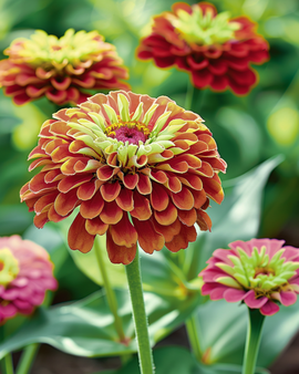 Semillas de zinnia Queeny Red Lime Zinnia Elegans anual
