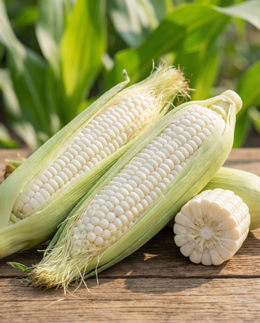 Maíz dulce de granos blancos Glacial White Kernels (Zea mays) – semillas de verdura anual de SeedsChoice