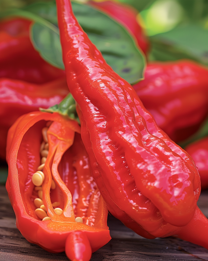 Sementes de Pimento Bhut Jolokia Vermelho (Capsicum chinense) – hortícola anual