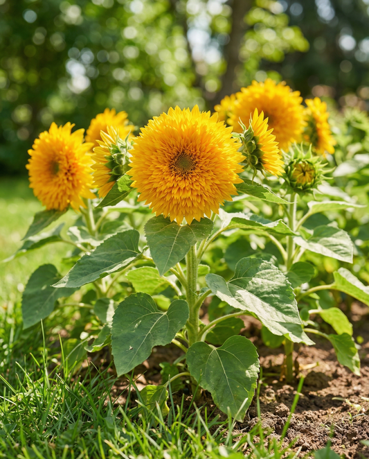 Semillas de girasol Sungold Double Dwarf (Helianthus annuus) – semillas de flor anual de SeedsChoice