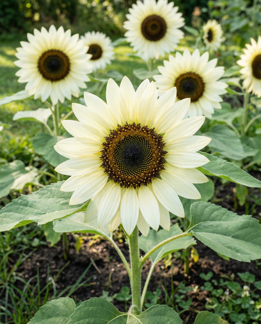 Girassol White Moon F1 (Helianthus annuus) – sementes de flor anual da SeedsChoice