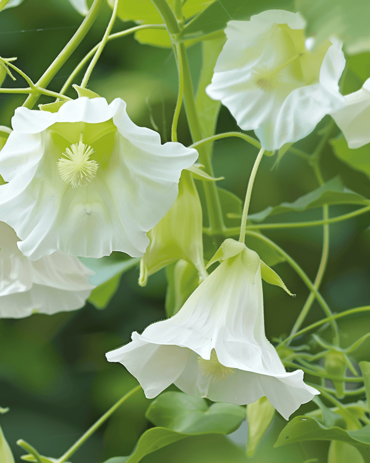 Semillas de campanas de catedral trepadora blanca (Cobaea scandens) – trepadora anual