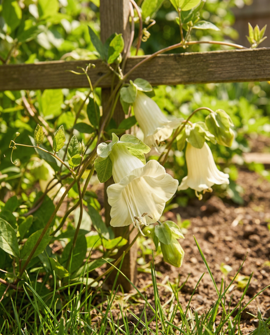 Campanas de catedral trepadora blanca (Cobaea scandens) – semillas de trepadora anual de SeedsChoice