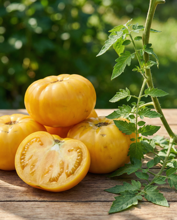 Tomate carne Brandywine Yellow (Solanum lycopersicum) – sementes de hortícola anual da SeedsChoice