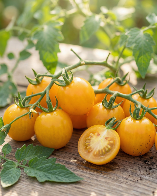 Tomate-cereja Cereza Amarilla (Solanum lycopersicum) – sementes de hortícolas anuais da SeedsChoice