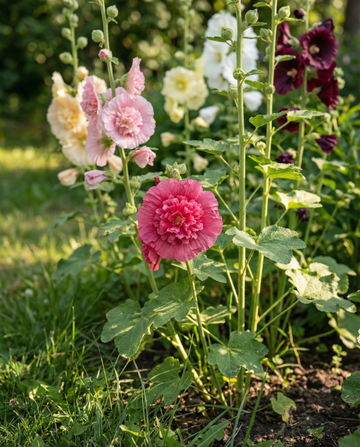 Malva-real Doppia Multicolor (Alcea rosea) – sementes de mistura perene da SeedsChoice