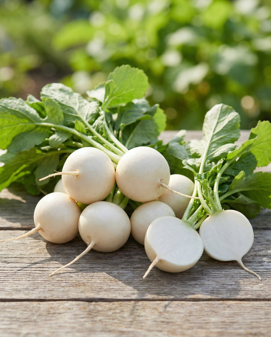 Rabanete Tondo Bianco (Raphanus sativus) – sementes de hortaliça da SeedsChoice