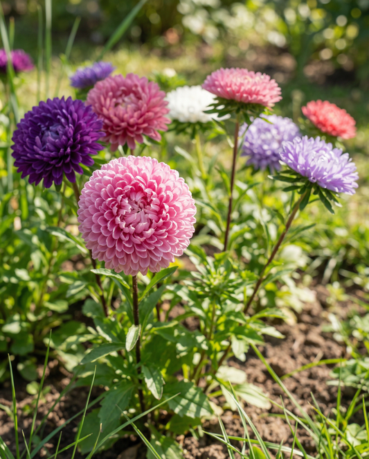 Semillas de Aster Pompon Mixed (Callistephus chinensis) – mezcla anual de SeedsChoice