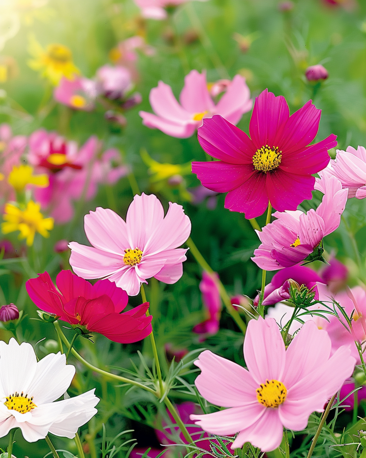 Sementes de Cosmos anão misto Sensation Mixed (Cosmos bipinnatus) – mistura anual
