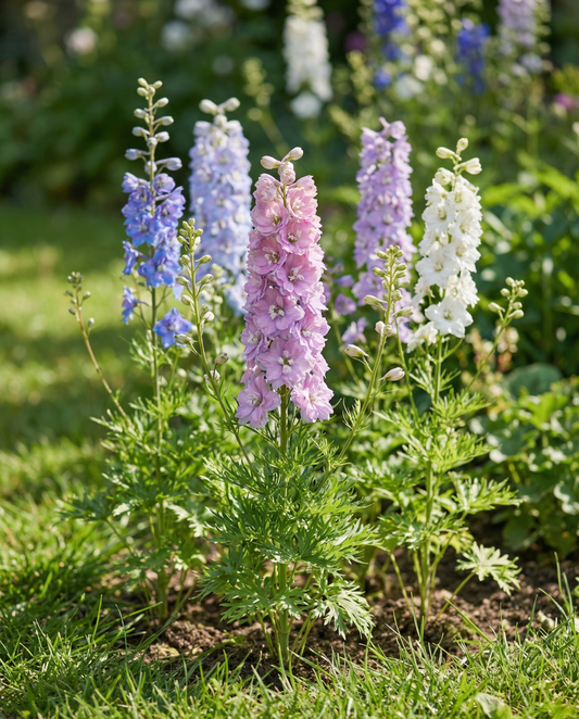 Esporão-de-cavalheiro Hyacinth Flowered Mixed (Delphinium ajacis) – sementes de flor anual da SeedsChoice