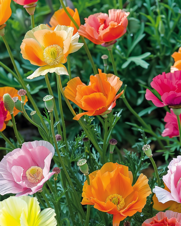 Sementes de mistura de flores duplas Double Flowered Mix (Eschscholzia californica) – flor anual