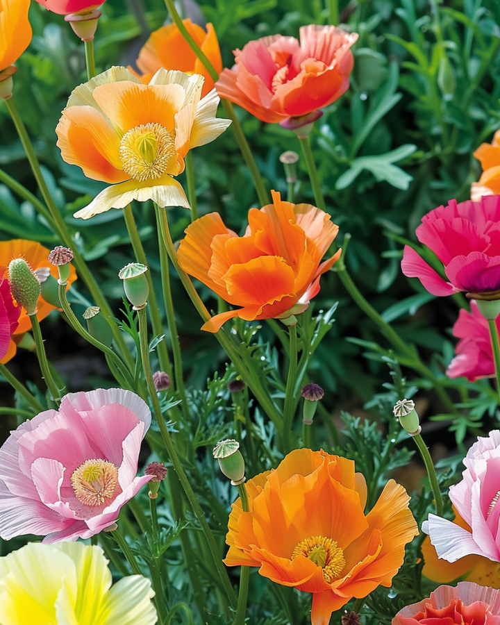 Sementes de mistura de flores duplas Double Flowered Mix (Eschscholzia californica) – flor anual