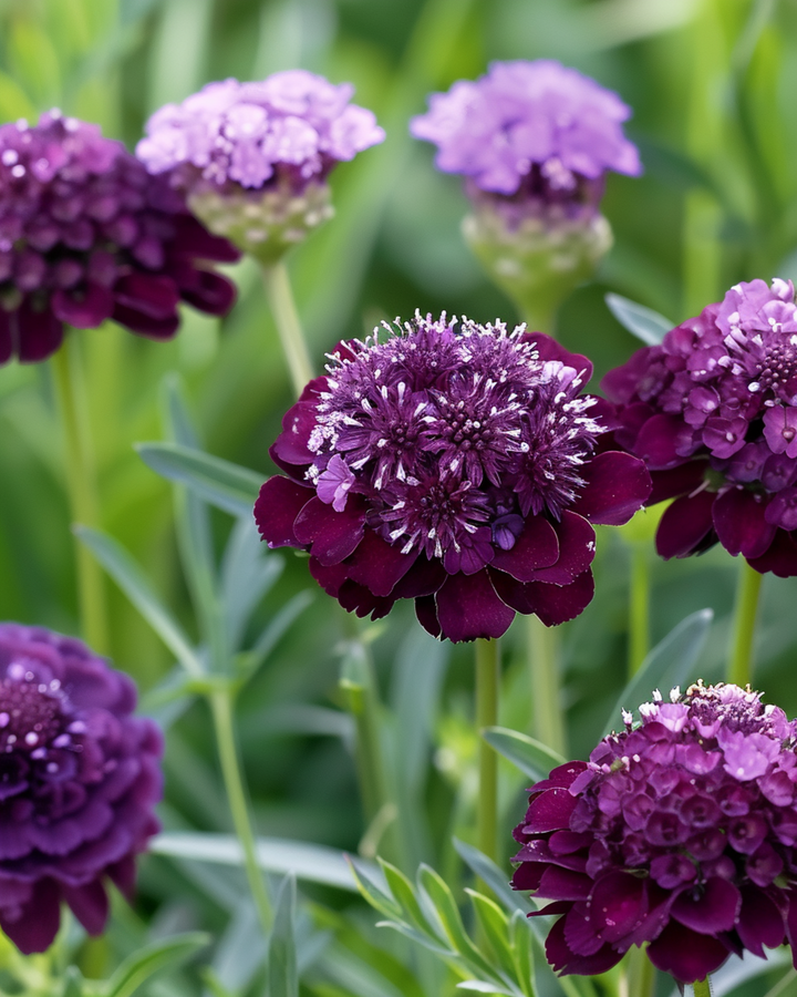 Sementes de Scabiosa atropurpurea (alfinete-de-cabeça púrpura escuro) – flor anual