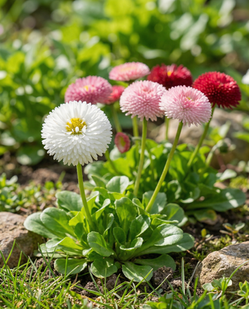 Margarita Mixed Pomponette (Bellis perennis) – semillas de flor bienal de SeedsChoice