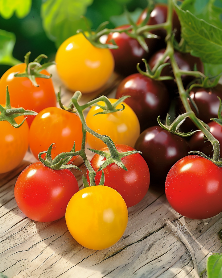 Sementes de tomate-cereja Mix 4 Variedades (Solanum lycopersicum) – legume anual