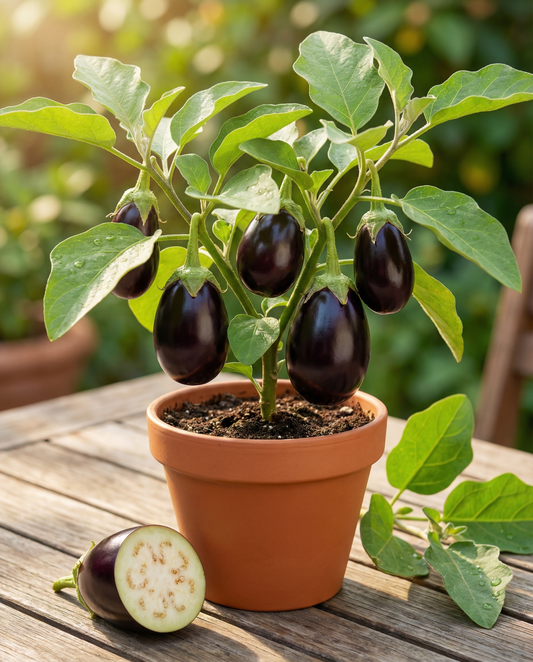Beringela mini Patio Baby F1 (Solanum melongena) – sementes de legume anual da SeedsChoice