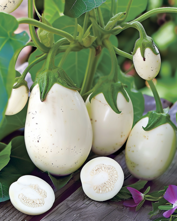Sementes de beringela White Egg (Solanum melongena) – hortaliça anual