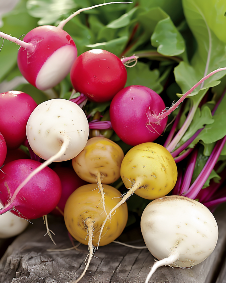 Sementes de rabanete Round Mix (Raphanus sativus) – hortaliça anual