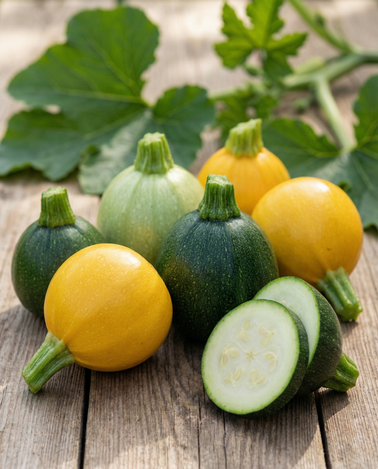 Calabacín redondo F1 colores mixtos (Cucurbita pepo) – semillas de mezcla anual de SeedsChoice