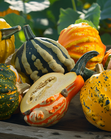 Sementes de abóbora ornamental Large Small Fruits (Cucurbita pepo) – mistura anual