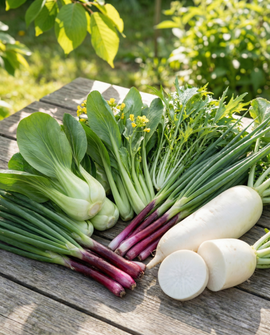 Kit anual de semillas de verduras orientales con 6 variedades, etiquetas y lápiz