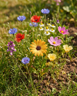 Sementes de Flores Silvestres de Beira de Estrada Mistura Anual 100 M2 Para Locais Soalheiros